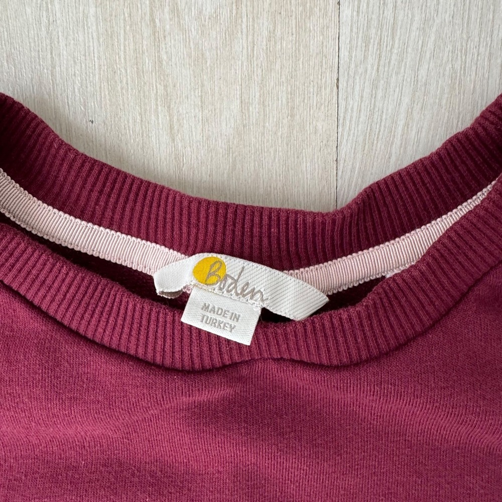 Boden Preppy Puff Sleeve Mini Dress Womens 6 Burgundy Elevated Basic Fall Winter - Picture 12 of 12